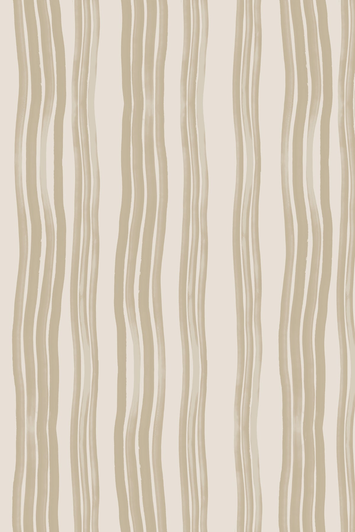 Beige and taupe vertical wavy stripes pattern on a light cream background.
