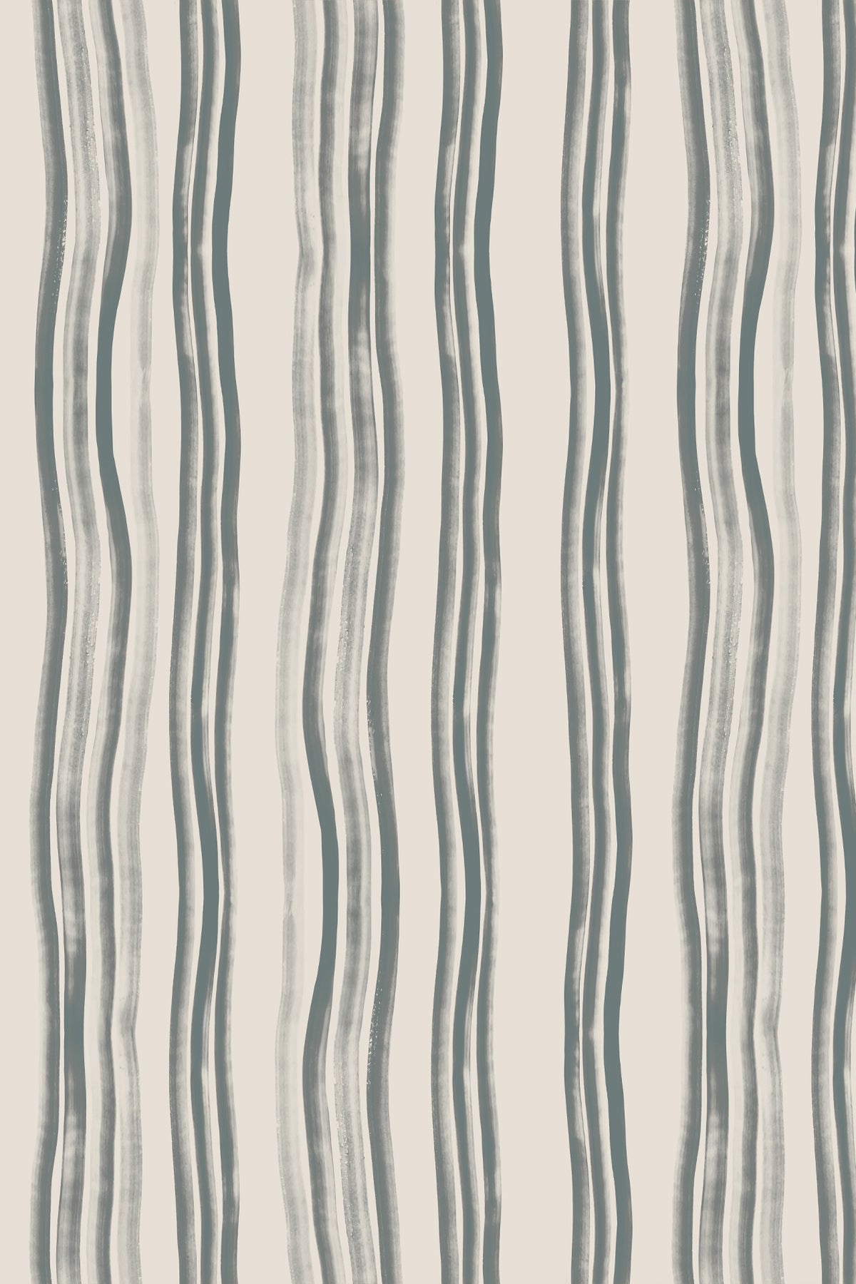 Vertical wavy stripes in muted blue-gray on a warm off-white background, shown as a flat repeating pattern.