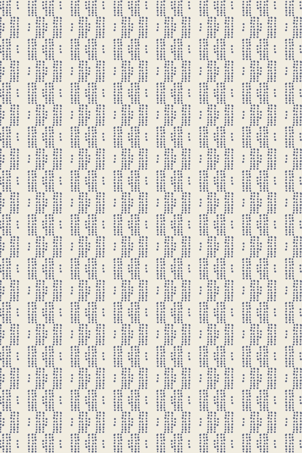 A repeating pattern of small blue vertical text blocks on a warm off-white background, creating a subtle grid-like visual effect.