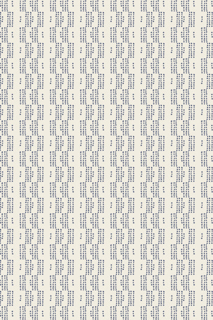 A repeating pattern of small blue vertical text blocks on a warm off-white background, creating a subtle grid-like visual effect.