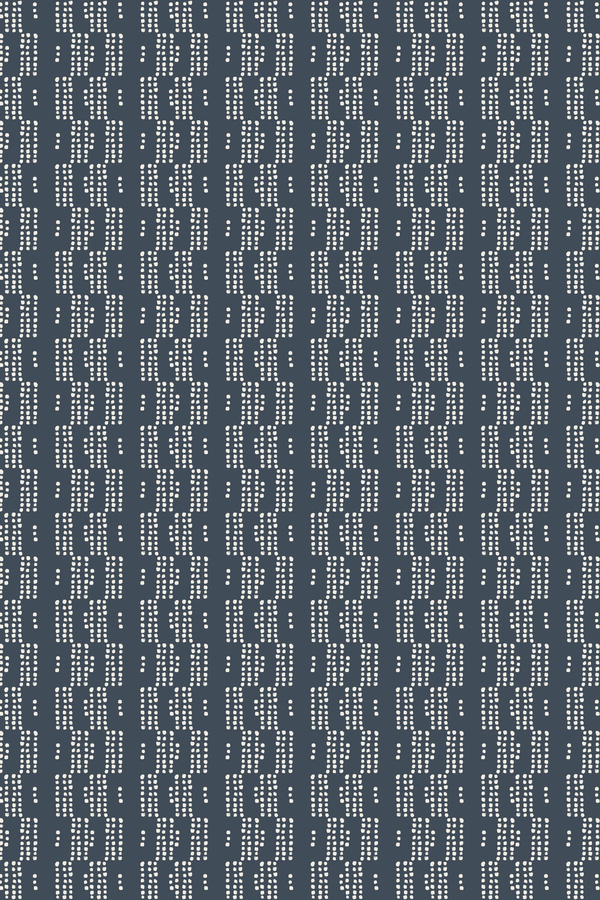 A repeating pattern of small white text blocks arranged in vertical columns on a dark navy blue background.
