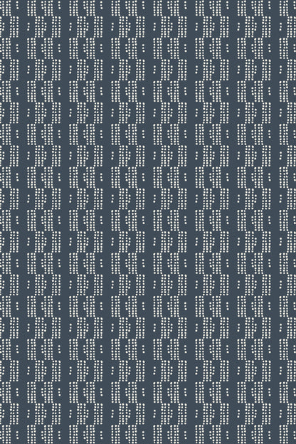 A repeating pattern of small white text blocks arranged in vertical columns on a dark navy blue background.