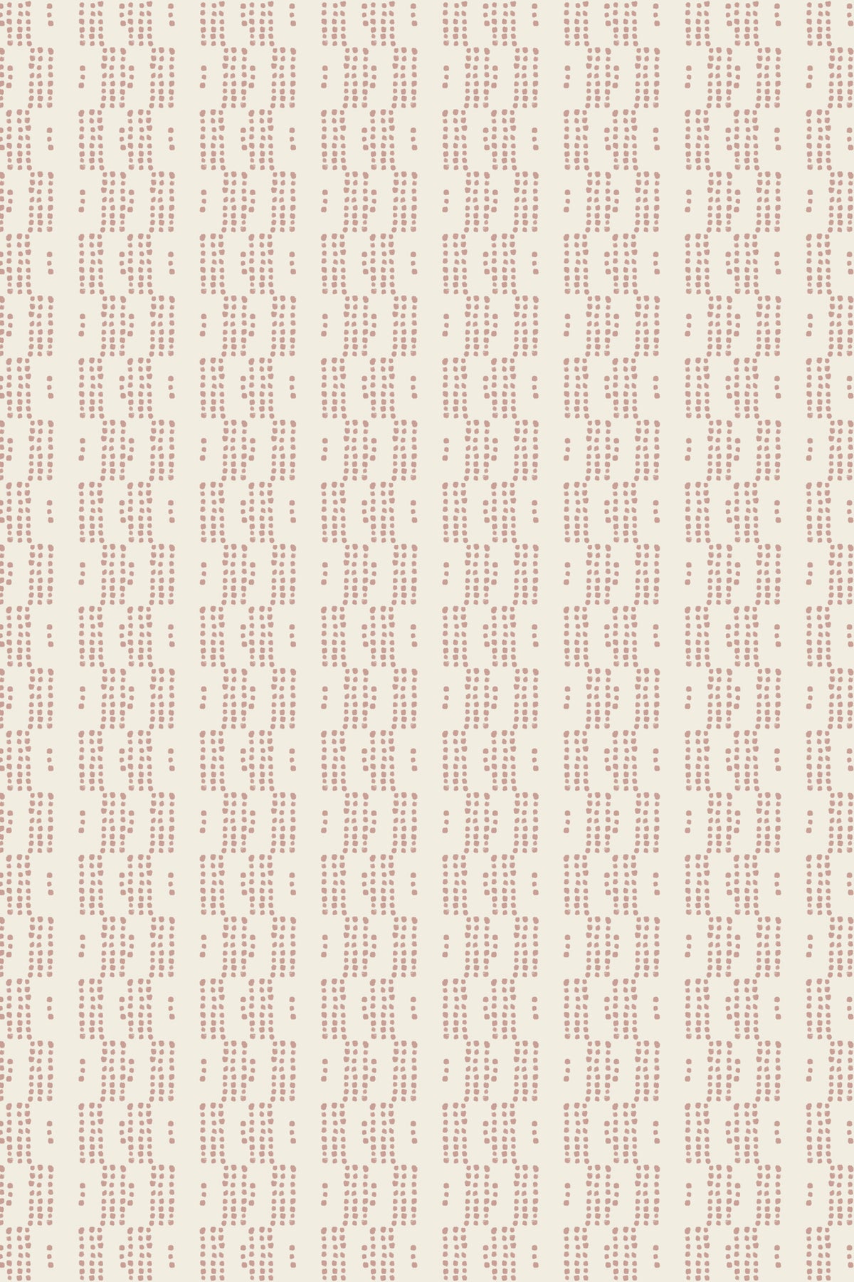 A repeating pattern of small vertical columns of red text on a warm off-white background, resembling a decorative wallpaper or fabric print.
