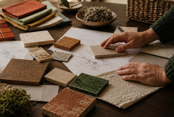 Designer selecting natural materials